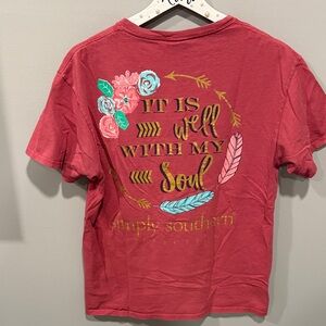 Simply Southern Tee - Red with Floral Accents